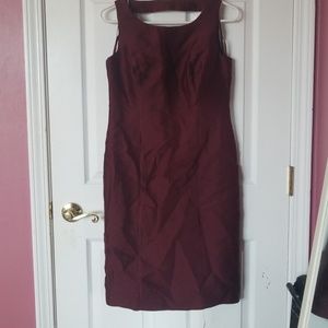 Maroon high neck key hole back dress